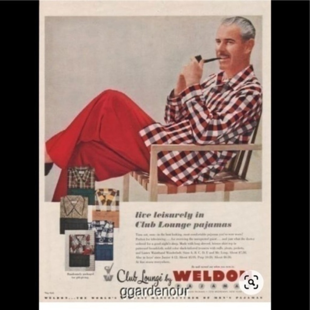 1951 Club Lounge by Weldon Plaid Pajamas X Large